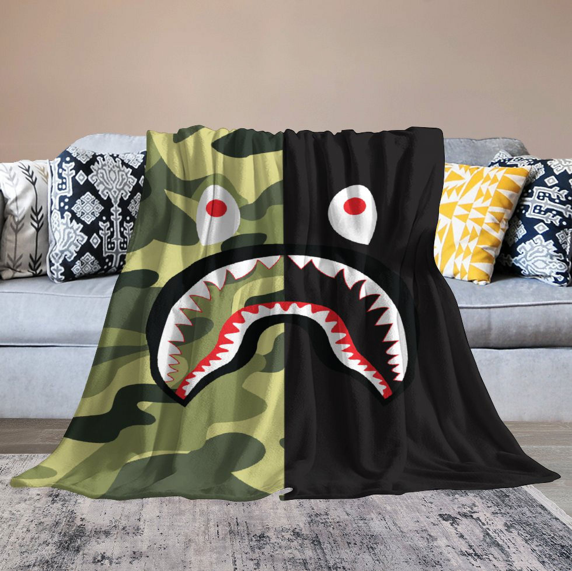 BAPE Camo Shark Ultra Soft Bed Blanket Anti pilling Flannel Blanket Cozy Air Conditioning Blanket for Bedroom Living Room 40 x50 Walmart