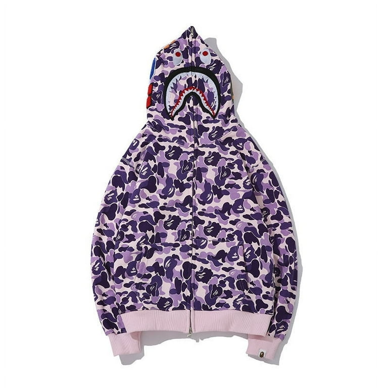 BAPE Hoodie Classic Colorful Purple Camo Jacket Sweater Shark Mouth Sweatshirt for Adults XL Walmart