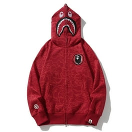 BAPE Shark Hoodie Men s Fashion glow in the Dark spotted velvety Camouflage Shark Jacket Vintage Street wear full Zip Jacket Cute hoodie Walmart