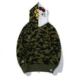 BAPE full monogram print hoodie Unisex men s casual loose vintage streetwear full zip up jacket hoodies Walmart