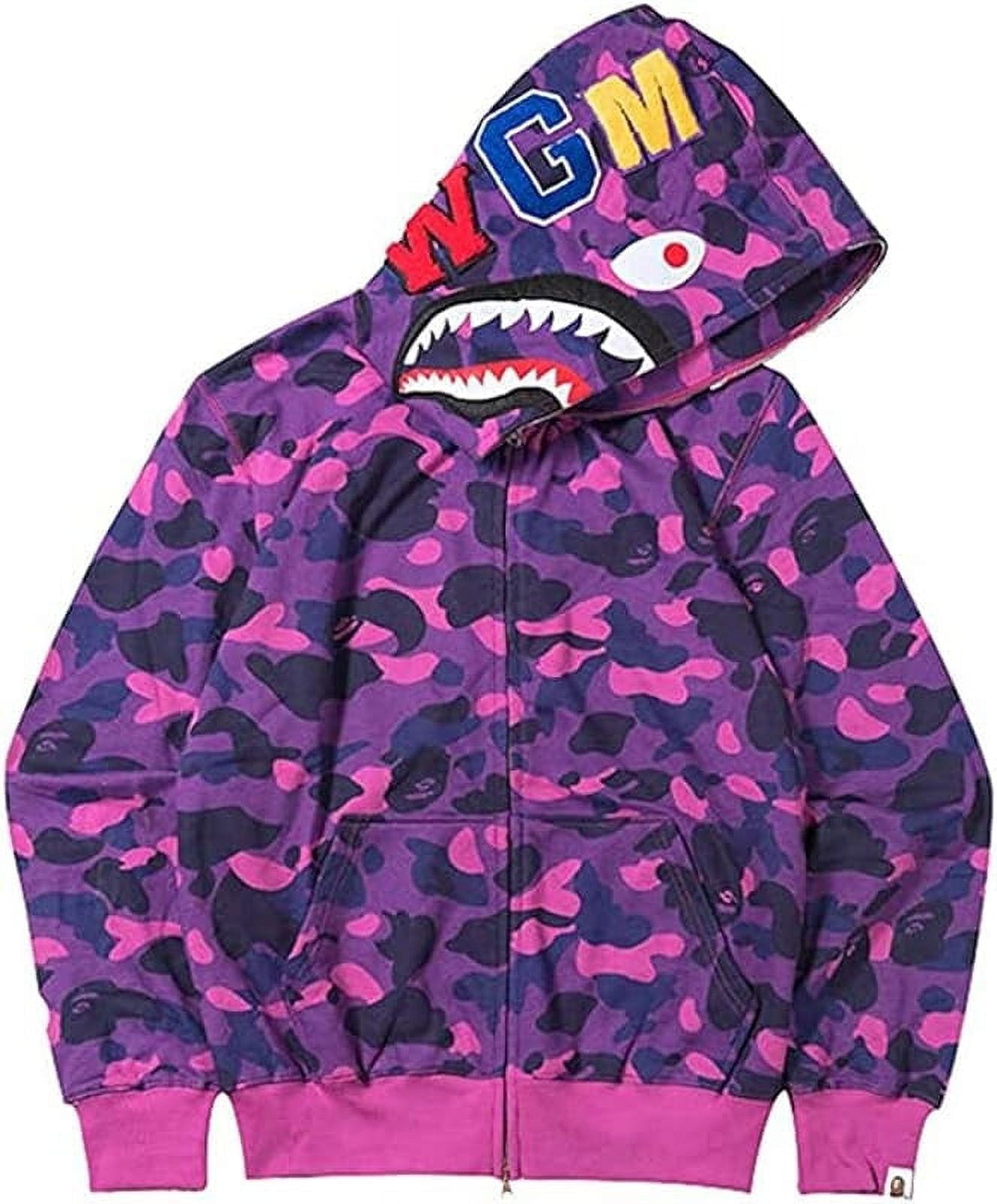 BAPE Hoodie Jaw Camo Jacket Hoodie Shark Mouth Sweatshirt Full Zip Up for Adults Walmart