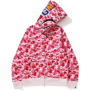 WSMXZDH BAPE Hoodie Jaw Camo Jacket Hoodie Shark Mouth Sweatshirt Full Zip Up for Adults