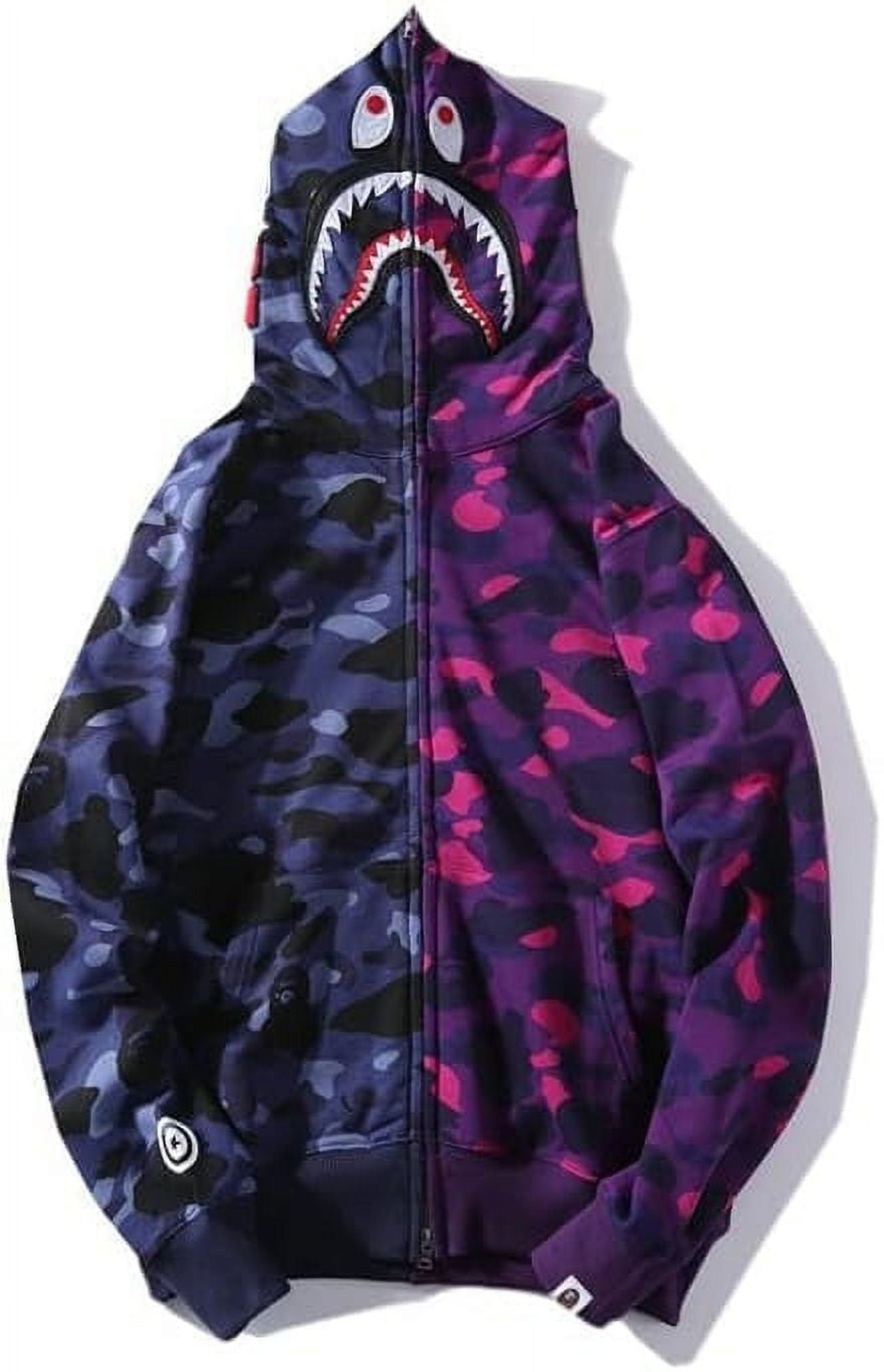 BAPE Hoodie Men s Shark Hoodie Cotton Material Shark Jaw Jacket Ape Camo Full Zip Jacket Up Walmart