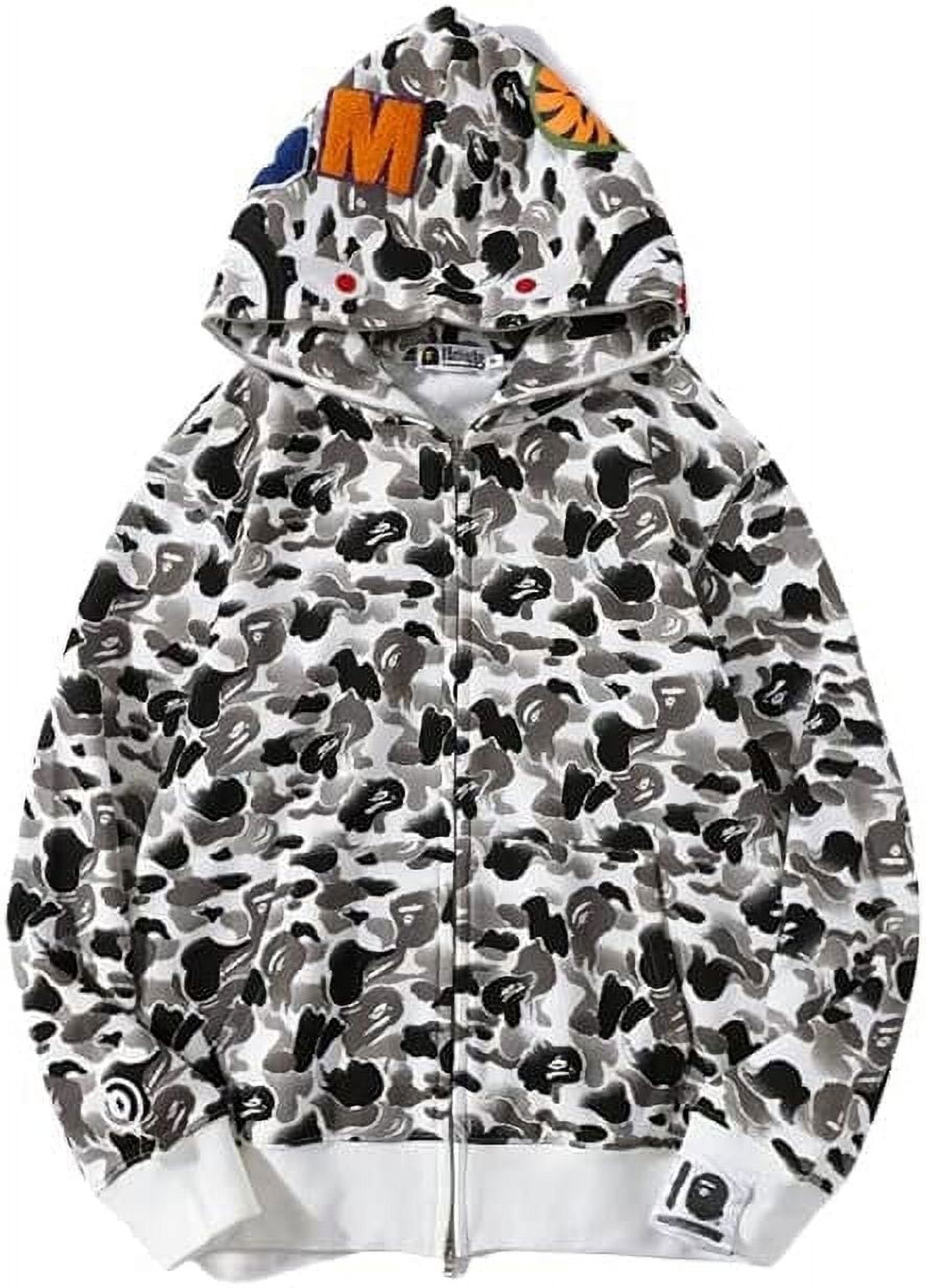 BAPE Hoodie Men s Shark Hoodie Cotton Material Shark Jaw Jacket Ape Camo Full Zip Jacket Up Walmart