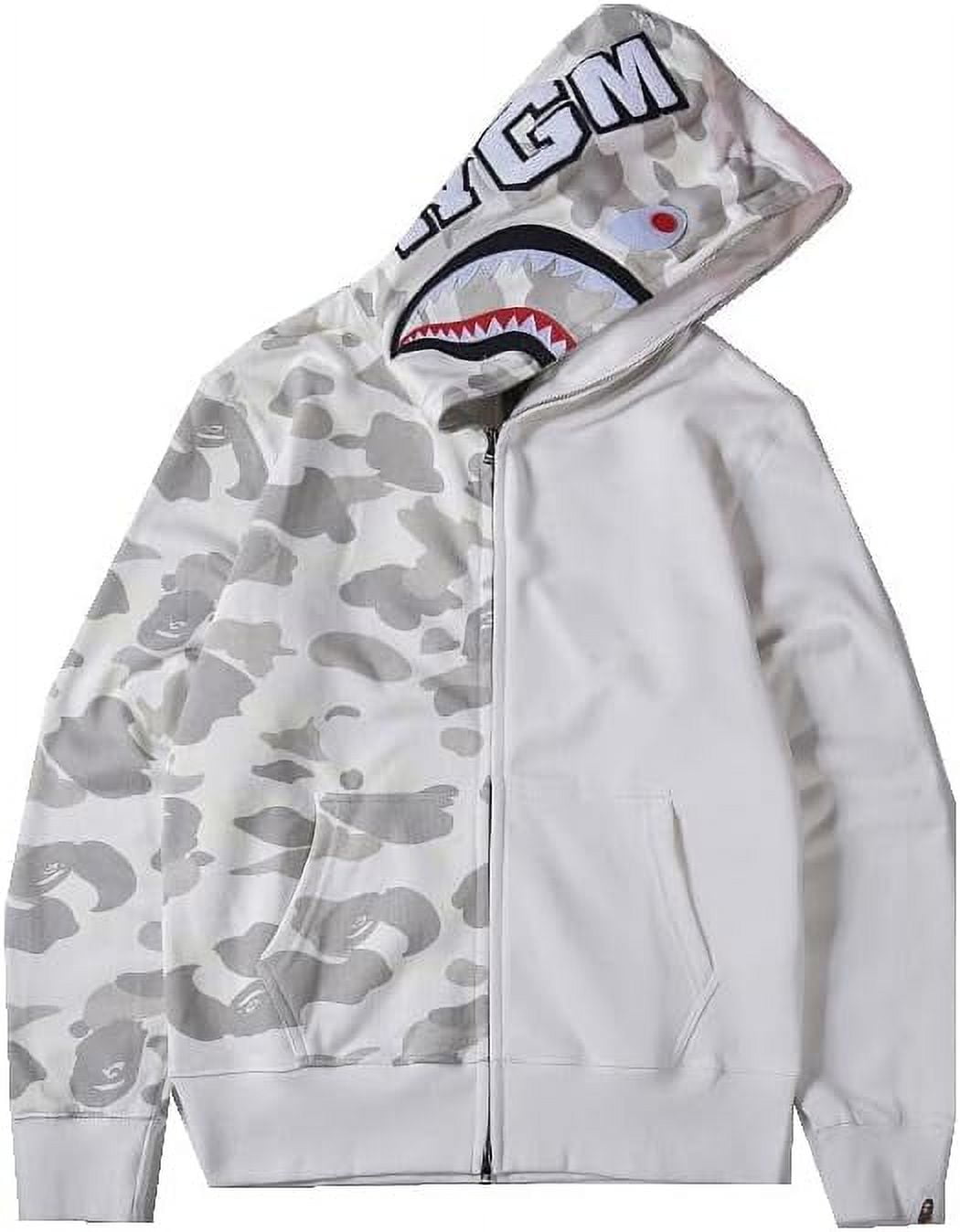 BAPE Hoodie Men s Shark Hoodie Cotton Material Shark Jaw Jacket Ape Camo Full Zip Jacket Up Walmart