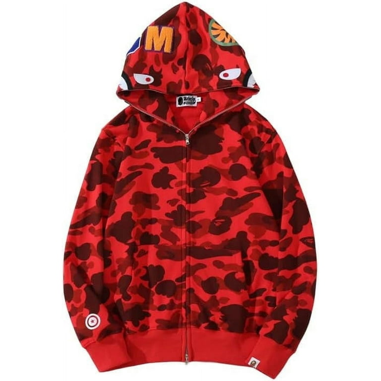 BAPE Hoodie Men s Shark Hoodie Cotton Material Shark Jaw Jacket Ape Camo Full Zip Jacket Up Walmart