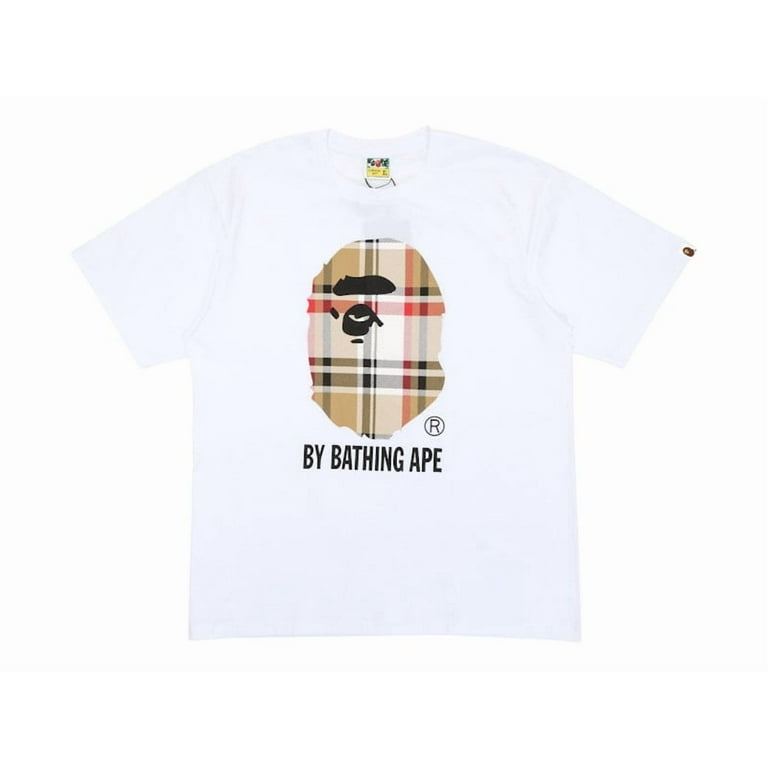 BAPE Men's A Bathing Ape Check by Bathing Tee White/Beige, from