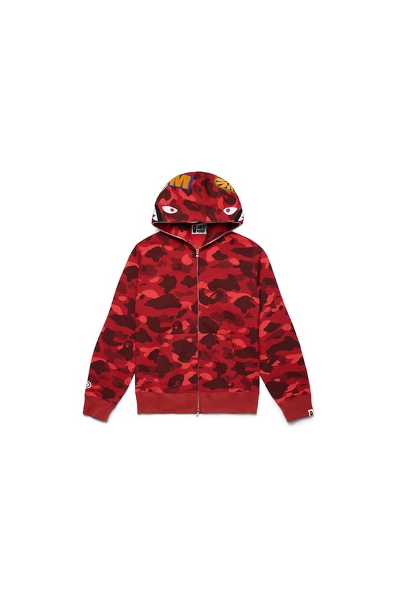 Men's Color Camo Shark Full Zip Hoodie Red, from StockX