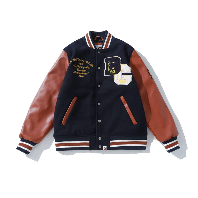 BAPE Men s Varsity Jacket Vintage Letter Racer Jacket Oversized Baseball Bomber Jackets Unisex Streetwear Coats Walmart