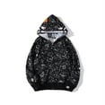 thumbnail image 1 of BAPE Shark Cotton Hoodie Street Fashion Camouflage Double Hooded Jacket,starry sky Black, 1 of 6
