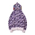 BAPE Shark Mouth purple camouflage hoodie, men and women casual cardigan hoodie, fashion coat
