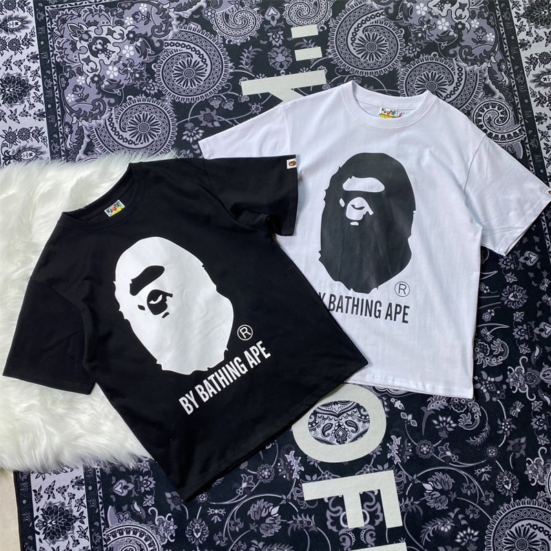 Bape Logo Black And White BAPE Summer Short Sleeve T-Shirt Black
