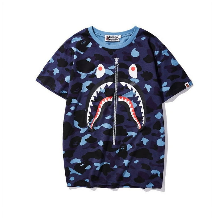 Bape blue camo shark tee online