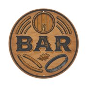 BAR Barrel House Plate Vintage Metal Tin Sign Plaque Wall Decor for Cafe, Club, Garden Round Metal Poster 8x8Inch