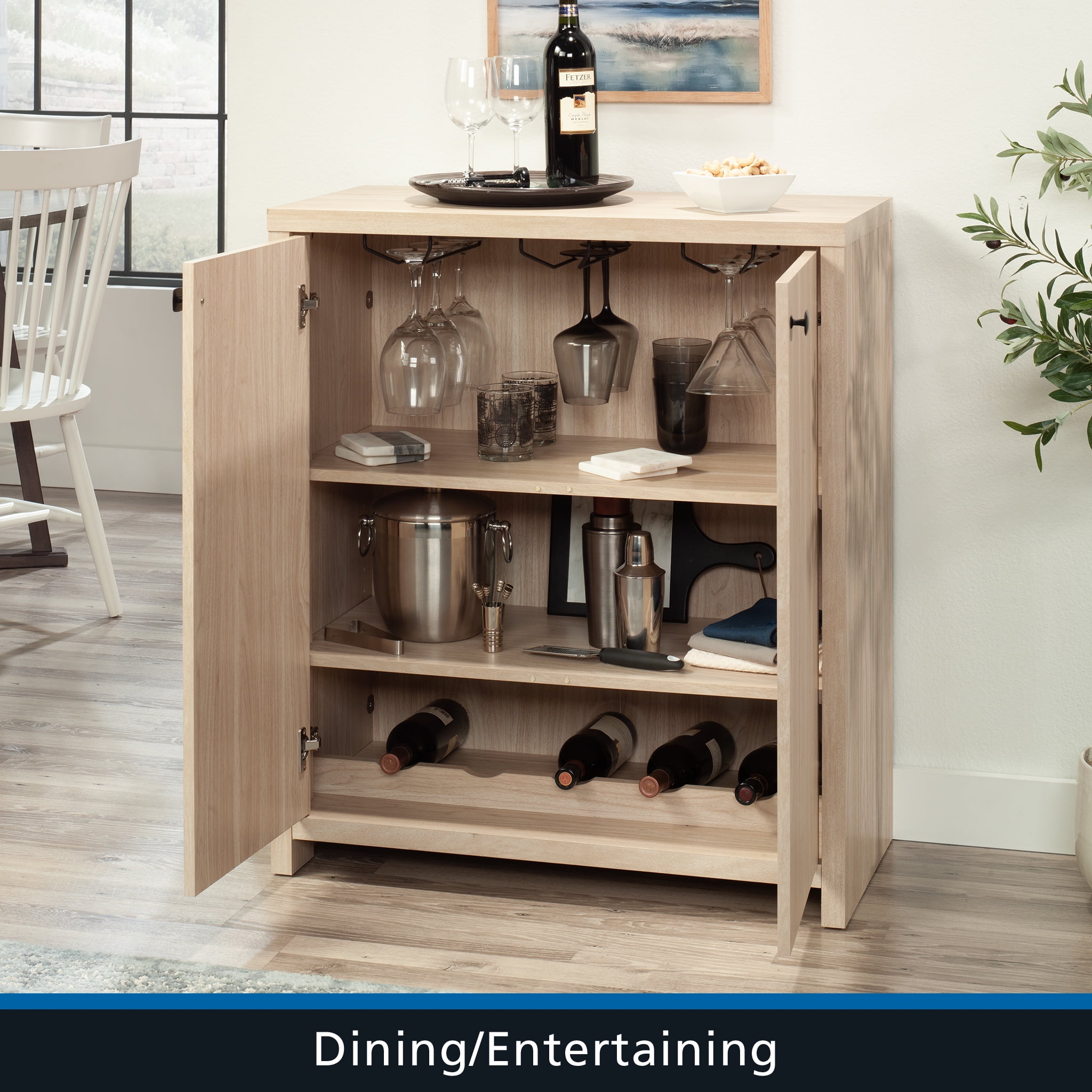 Mainstays Westley Bar Cabinet, Spring Pine Finish