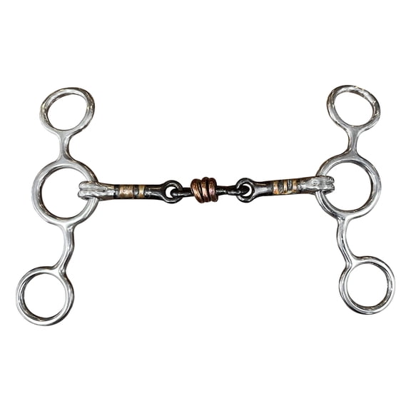 HILASON Western 3 pcs Dogbone w/ Copper roller links Gag Bit