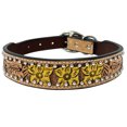 thumbnail image 1 of BAR H EQUINE Natural Daffodil Floral Hand Painted Western Leather Dog Collar Tan, 1 of 2