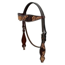 BAR H EQUINE Western Handtooled Genuine Leather Horse Headstall Tack