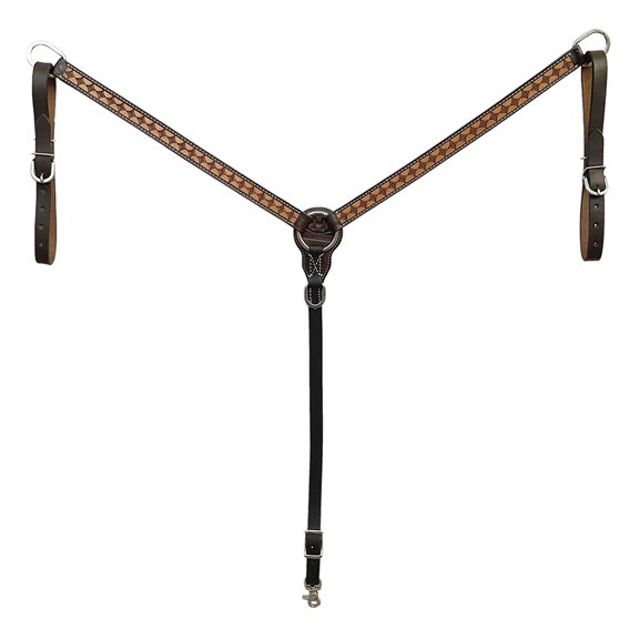 BAR H EQUINE Western Handtooled Leather Horse Breast Collar Tack