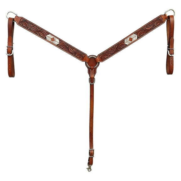 BAR H EQUINE Western Handtooled Leather Horse Breast Collar Tack