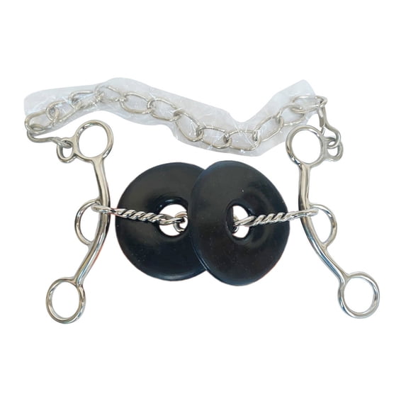 BAR H EQUINE Western Horse Short Shank Twisted Wire Mouth Rubber Donut Stainless Steel Bit