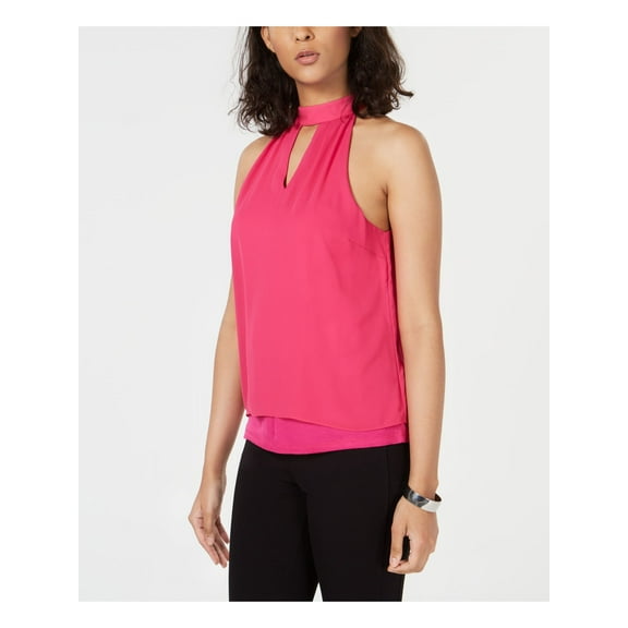 BAR III $39 Womens New 1204 Pink Mock Neck Keyhole Top L B B