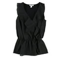 thumbnail image 1 of BAR III $39 Womens New 1475 Black Ruffle Trim Surplice Sleeveless Top S B+B, 1 of 2
