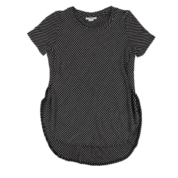 bar III Womens Striped Basic T-Shirt, Black, Small