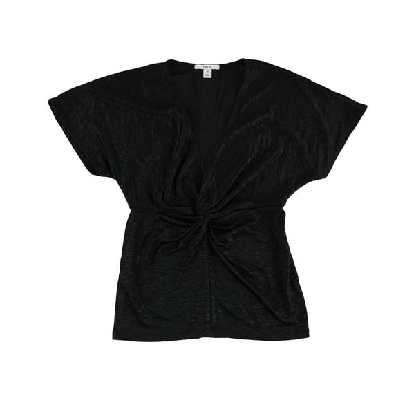 bar III Womens Twist Front Basic T-Shirt, Black, Medium