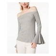 thumbnail image 1 of BAR III $45 Womens New 1259 Gray Bell Sleeve Off Shoulder Active Wear Top XL B+B, 1 of 3