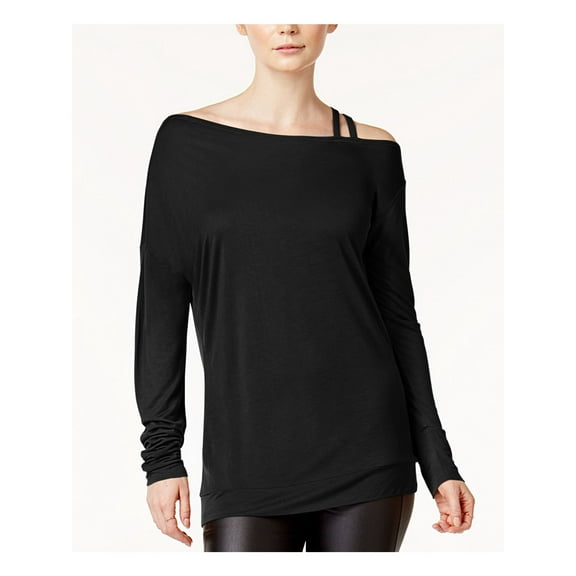 BAR III $45 Womens New 1442 Black Cold Shoulder Long Sleeve Scoop Neck Top S B+B