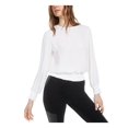 thumbnail image 1 of BAR III $49 Womens New White Jewel Neck Long Sleeve Blouse Casual Top S B+B, 1 of 4