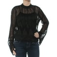 thumbnail image 1 of BAR III $50 Womens New 1273 Black Lace Pleated Long Sleeve Top S B+B, 1 of 2