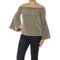 thumbnail image 1 of BAR III $59 Womens New 1172 Green Off Shoulder Bell Sleeve Top S B+B, 1 of 2