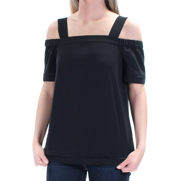 BAR III $59 Womens New 1238 Black Cold Shoulder Short Sleeve Top XS B B