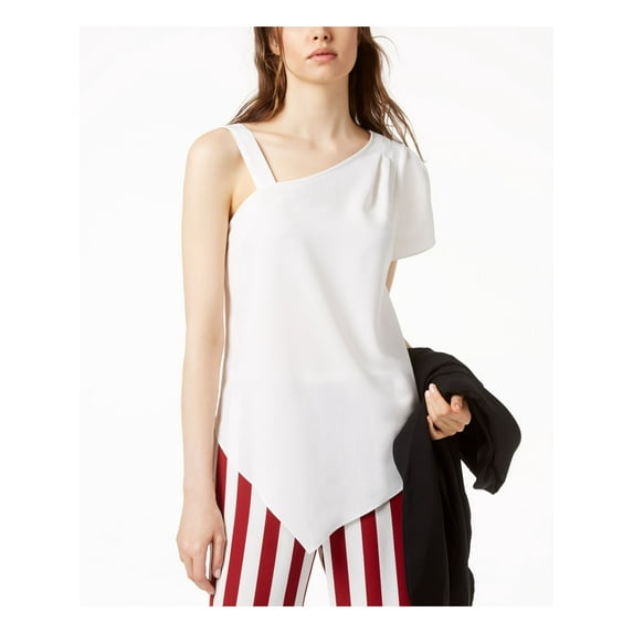 BAR III $59 Womens New 1254 Ivory Asymmetrical One-shoulder Top M B+B