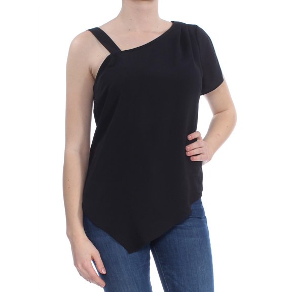 BAR III $59 Womens New 1504 Black One Shoulder Asymmetrical Top M B B
