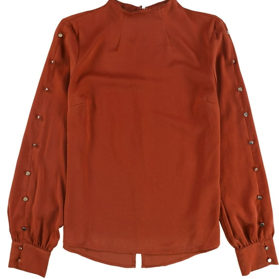 BAR III $59 Womens New 1512 Orange Mock-neck Button-detail Long Sleeve Top S B B