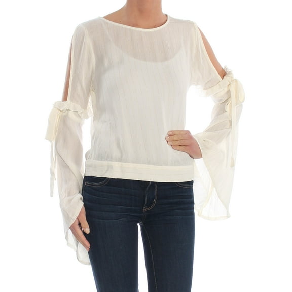 BAR III $59 Womens New 1659 Ivory Cold Shoulder Kimono Sleeve Blouse Top XS B B