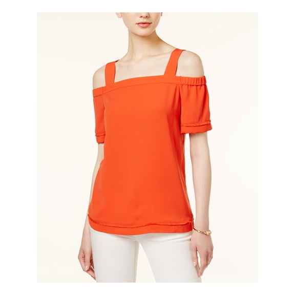 BAR III $60 Womens New 1116 Orange Square Neck Top XS B+B