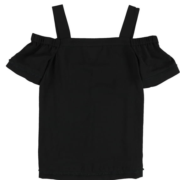 bar III Womens Fringed Trim Knit Blouse, Black, Small