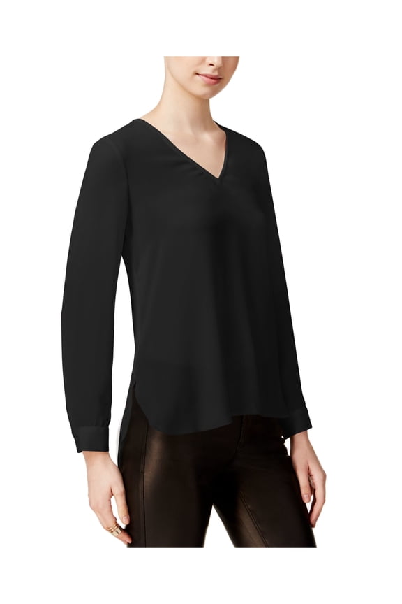 $60 Womens New 1202 Black Sheer W/o Cami V Neck Top S B+B