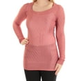 thumbnail image 1 of BAR III $69 Womens New 1232 Pink Cut Out Scoop Neck Long Sleeve Top S B+B, 1 of 2