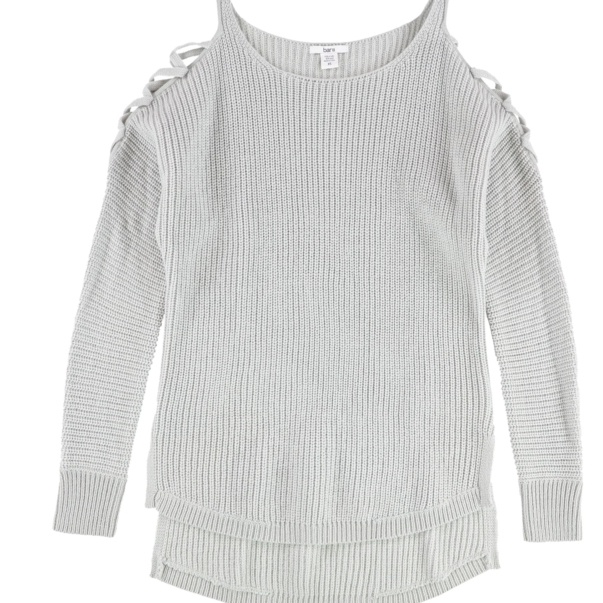 Bar Iii Womens Wear 2 Ways Twist Sweater Gray Size 2 Extra Large main image 1