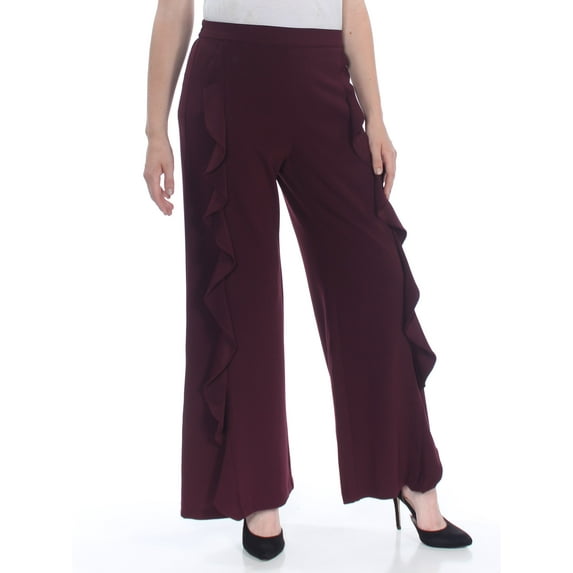 BAR III $70 Womens New 1167 Burgundy Ruffled Pants S B+B