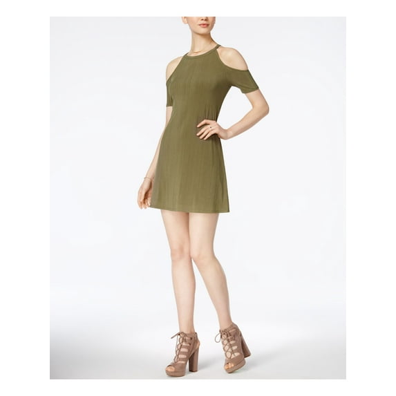 BAR III $70 Womens New 1178 Green Textured Shift Dress L B+B