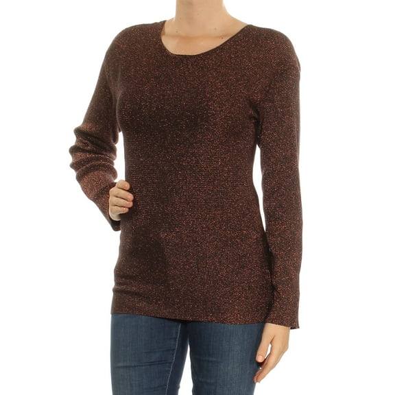 BAR III Womens Black Glitter Cut Out Long Sleeve Scoop Neck Sweater  Size: M