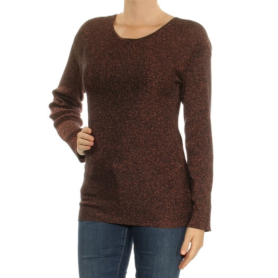 BAR III Womens Black Glitter Cut Out Long Sleeve Scoop Neck Sweater Size: M