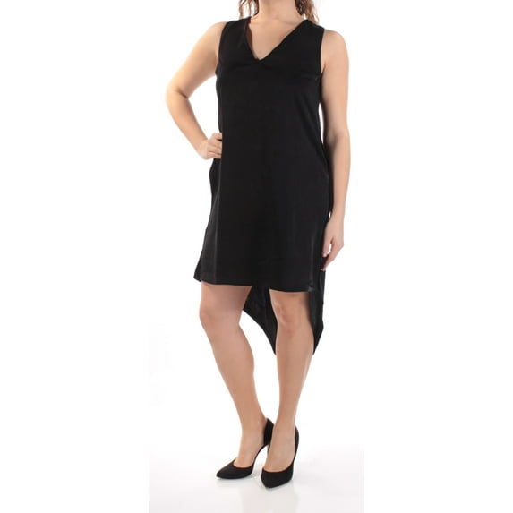 BAR III Womens Black Sleeveless V Neck Below The Knee Hi-Lo Dress Size: M