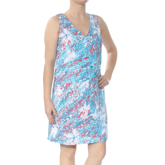 BAR III $79 Womens New 1592 White Printed V Neck Sleeveless Shift Dress S B+B